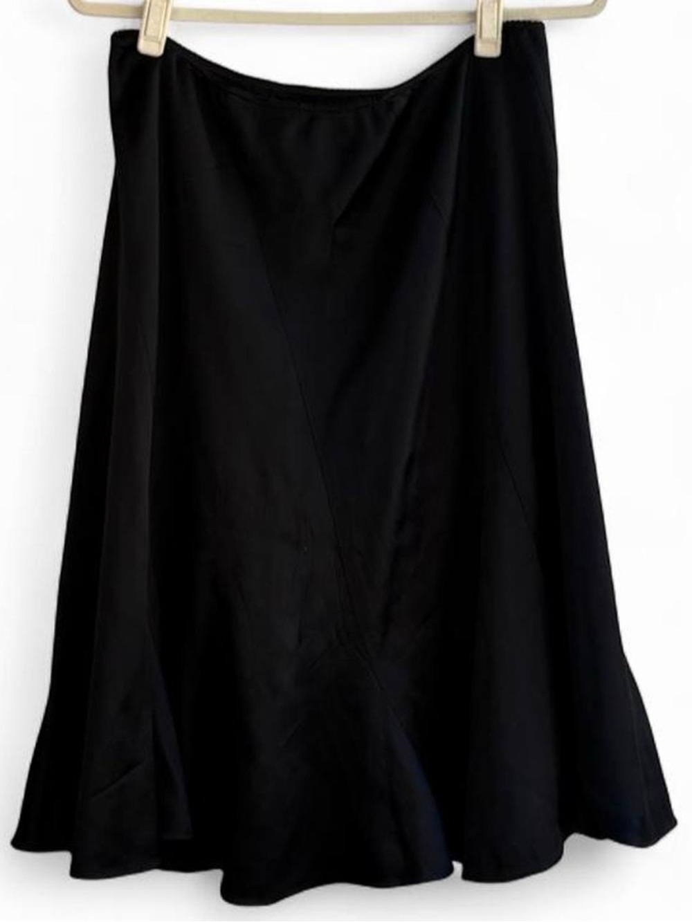 Jones New York Silk Blend Black Satin Midi Skirt Size 14